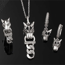 Casera's Gümüş Kaplan Figürlü Kadın Set Csr2185174 Gümüş