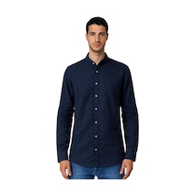 Arma Ar-ma Erkek Keten Gömlek Basic Baskisiz Düğme Kapamali Cepsiz Uzun Kollu Hakim Yaka Gömlek Dokuma Kumaş Regular Fit %60 Pamuk %40 Keten Y31485118302 Siyah-s1