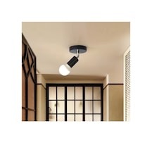 Riolight Modern Krom Mafsal Hareketli Başlık 1xe27 Duylu Siyah Metal Spot Tavan Armatür Avize Siyah