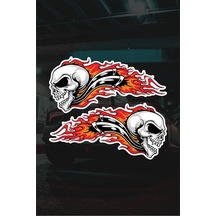 15 X 7 Cm Alevli Kuru Kafa Sticker Motor Araba Kask Laptop Sticker