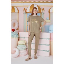 Kadın Kısa Kol Yağ Yeşili Pijama Takım C3t0n551 001