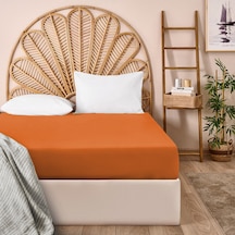 Soft Çift Kişilik Düz Kenar Çarşaf - Turuncu - 260x270 Cm Renkli