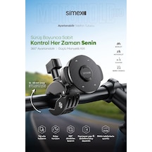 Simex Motosiklet, Bisiklet, Scooter, Atv Uyumlu 360 Gidon Bağlantılı, Tak Çıkar Telefon Tutucu St-213 Diğer