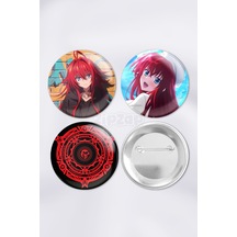 Rias Gremory High School Dxd Çanta Süsü Rozet İğneli Buton Rozet Seti 3 Adet Üçlü