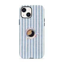 Apple iPhone Uyumlu 13 Vorian Çift Katmanlı Kılıf Morning Coffee Stripe