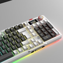 Loyal Pro Gri/beyaz 3 Bt + 2.4 Ips Ekranlı Red Switch Rgb Mekanik Kablosuz Klavye