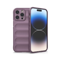 Apple iPhone Uyumlu 14 Pro Kılıf Elde Tutma Kolaylıkla Kaydırmaz Kenar Line Dizayn Optietnik Kapak Mor