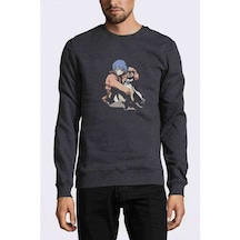 Anime One Punch Man Baskılı Füme Antrasit Erkek Sweatshirt (529007001)