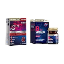 Iron Max 17 Mg 30 Tablet - Demir, C Vitamini, B6 Vitamini, Folik Asit, B12 Ve Nutraxin B12 Vitamin 1000 Mcg 60 Tablet Ta