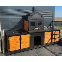 Outdoor Kitchen 4 Kapaklı Tezgahlı Fırınlı Barbekü&şömine&mangal