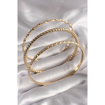 Ezoconcept 316l Çelik Gold Renk İşlemeli Ajda Model Kadın Bileklik Seti 001