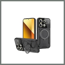 Bezos Redmi Note 13 4g Uyumlu Kılıf Joy Lens Standlı Kapak - Siyah Mmbz