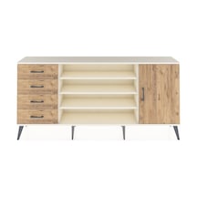 Arges Konsol 6 Raflı 4 Çekmeceli Tek Kapaklı 176x30x83 Aytaşı-çam/çam Çam/çam