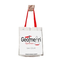 Art Hediye Kırmızı Kulplu Kişiye Özel Geometri Öğretmeni Pt Yıkanabilir Omuz Çanta Çok Renkli