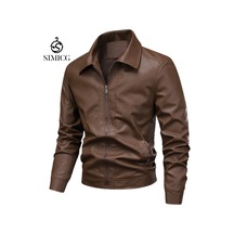 Erkek Deri Slim Fit Yaka Rüzgar Geçirmez Ve Su Geçirmez Ceket Siyah