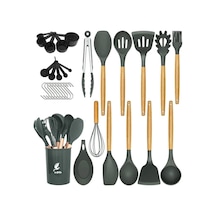 Mikla Isıya Dayanıklı Yanmaz Yapışmaz 33 Parça Silikon Spatula Mutfak Seti Gri Diğer
