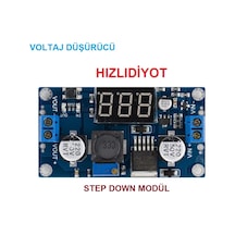Voltmetreli Lm2596 Ayarlanabilir Güç Kaynağı Step Down Modül