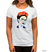 Frida Kahlo Portre 2 Beyaz Kadın Tişört