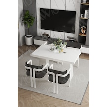 Avvio Angelos Lake Mdf Ayak Tokyo Demonte Sandalye 80x120 Yemek Masası Mutfak Masası 4 Kişilik Beyaz