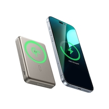 10000 Mah Taşınabilir Şarj Cihazı Qi2 Magsafe Powerbank - Titanium Titanyum