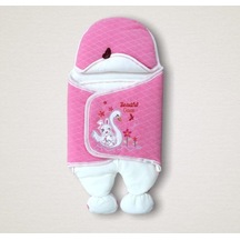 Ekru Kız Bebek Kundağı - Ördekli Bebek Dış Kundak & Battaniyesi Pembe