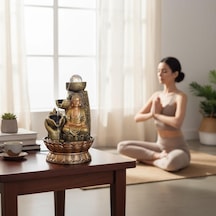 Zen Tarzı Masaüstü Şelale Ve Buda Heykeli Meditasyon Ve Dekoratif Su Şelalesi