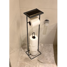 The Mia Tepsili Tuvalet Kağıdı Stand - Siyah - 54x15x12 Cm