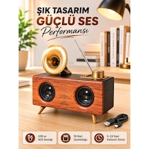 Mey İthalat Retro Gramofon Tasarımlı Bluetooth Hoparlör - 3d Stereo Ses, 1800 Mah Batarya