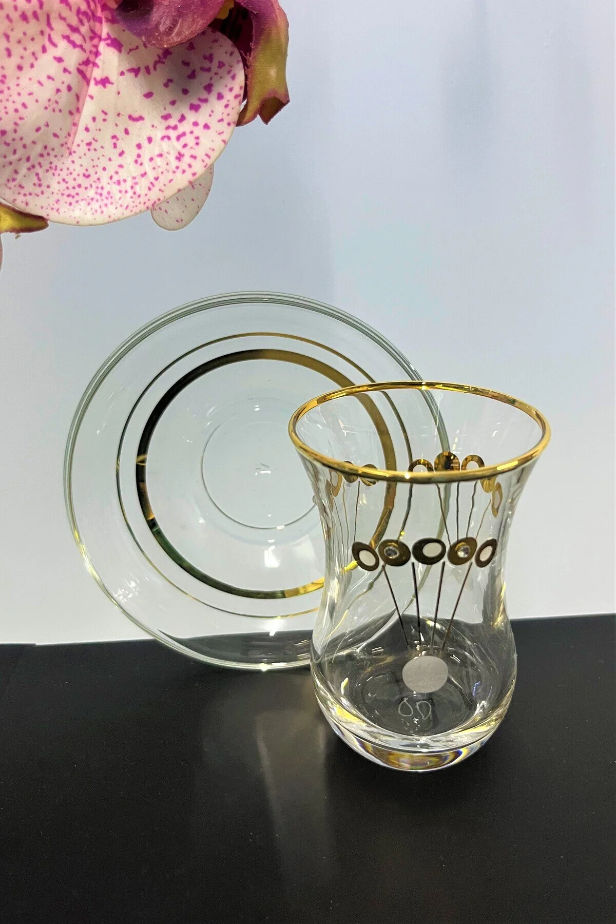 Paşabahçe Seda Mini 86 Cc Gold İşlemeli Çay Seti 12 Parça Şık & Premium Tasarım Şeffaf