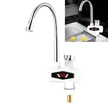 Dinamik Dijital Ekran Anında Isıtma Elektrikli Sıcak Su Musluğu Gümüş