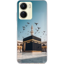 Vivo Y16 Uyumlu Kabe Umre Ve Kuşlar Baskılı Silikon Kılıf Renkli
