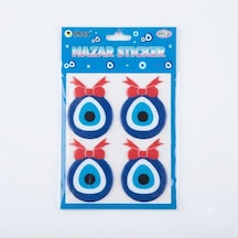Tr Kurdeleli Nazar Boncuğu Sticker - 4 Adet, 4.5x6 Cm, Yapışkanlı Koruyucu Göz Etiketi, Dekoratif Oto Ve Eşya Süs 1