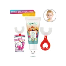 Mas Lord U Tipi Yeni Nesil Diş Fırçası Seti - Pembe Fırçalık + Kırmızı Kalp 2-6 Yaş +Agarta Çocuk Diş Macunu