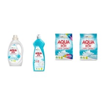Aquabor Doğal Mineralli Sıvı Beyaz + Elde Bulaşık + 4 Kg Renkliler + 4 Kg Beyaz 4 Lü Set 0.75 LT - 2.5 LT - 12 KG