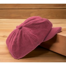 Kadın Kışlık Kaşe Yünlü Dökümlü Şapka Kasket Bordo