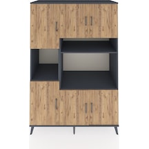 Kronos Dolap 9 Raflı 6 Kapaklı 132x59x195 Antrasit-çam/antrasit Atlas Çam/antrasıt