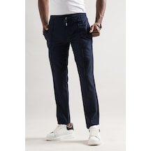 Armürlü Regular Fit Beli Lastikli Ve İplikli Önü Dikişli Mevsimlik Kumaş Erkek Jogger Pantolon 001