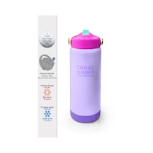 Coral High Renkli Lila Pembe Desenli Katlanır Ağızlıklı Çelik Termos 650 Ml 38360 Lila