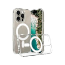 Apple Uyumlu iPhone 16 Pro Kılıf Magsafe Özellikli Şeffaf Silikon Kapak Şeffaf