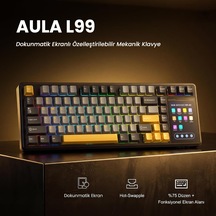 L99 4" Akıllı Dokunmatik Ekranlı 3 Modlu Rgb Hot Swap Caramel Latte Switch Mekanik Kablosuz Oyuncu Klavyesi Bej