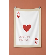 Good For The Plot Kırmızı Kupa Ası Kart Temalı Dekoratif Duvar Örtüsü Duvar Halısı Beyaz