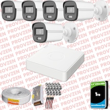 Provzen Hikvision Colorvu Full Hd 5 Kameralı Gece Renkli Güvenlik Kamerası Olay Anında Bildirim