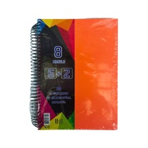 A4 Boy 6+2 Ayraçlı Defter Dersane Defteri 6 Kareli 2 Çizgili 200 Yaprak 8 Bölümlü Udep - Turuncu