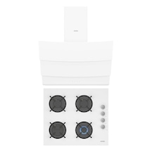 Simfer Steam 3507 Ocak + 8707 Davlumbaz Beyaz 2'li Cam Ankastre Set