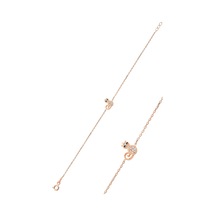 Gümüş Rose Zirkon Taşlı Kedi Bileklik