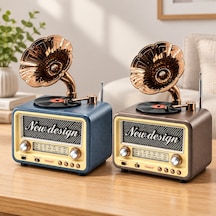 Retro Gramofon Radyo Bluetooth Usb Şarjlı Am/fm/sw