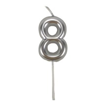 8 Sekiz Rakamlı Gümüş Gri Mum 6.5 Cm