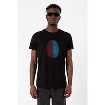 Bordo Mavi Parmak İzi Siyah Erkek Tshirt 001