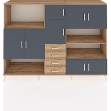 Hyperion Dolap 9 Raflı 4 Çekmeceli 8 Kapaklı 220x44x163 Çam-antra Çam-antrasit/çam