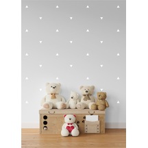 Üçgen Duvar Sticker Çocuk Odası Çalışma Odası Sticker 240 Adet Beyaz 3 Cm
